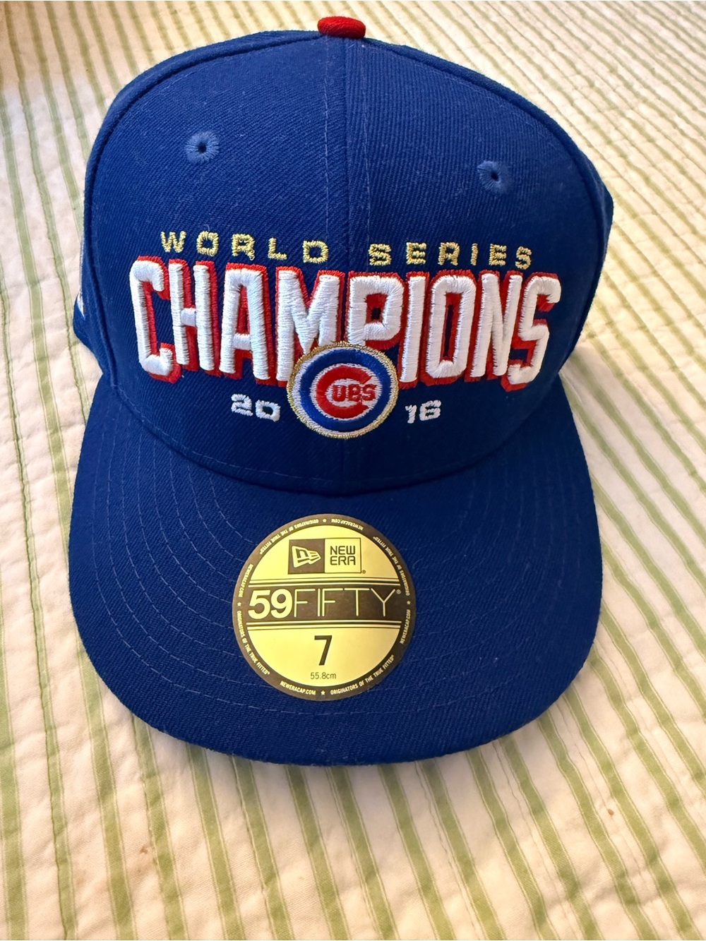 Blue Cubs World Series Champions Fitted Hat